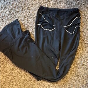 SHEIN Black Leggings with Pearl Detail